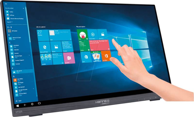 HANNS-G HT225HPB - 54,6cm Touchmonitor, schwarz, Hartglas, EEK E von Hannspree