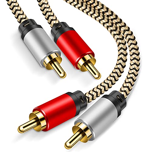 Hanprmeee Kabel 2RCA 3M, Stereo 2 RCA Stecker auf 2 RCA Stecker Nylon Geflecht Audio-Koaxialkabel vergoldete Stecker für CD, DVD, Heimkino, TV, Lautsprecher, Verstärker usw. (3M) von Hanprmeee