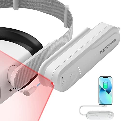 Hanpusen Quest 2 Zubehör Akku Pack mit Ir Licht, VR Infrarot Licht mit 5000mAh Powerbank für Meta Quest 2,Verbessern Sie das Tracking im Dunkeln verlängert 2-4 Stunden Spielzeit von Hanpusen