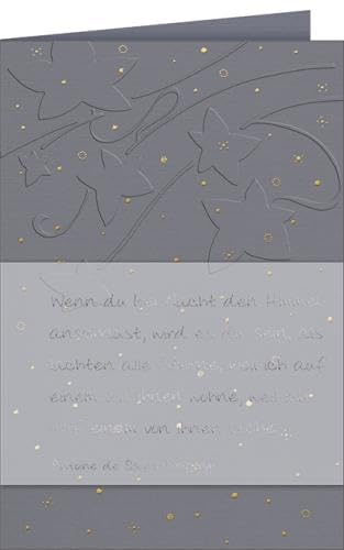Hanra Grußkarte Stilvolle Trauerkarte Saint-Exupéry in Schiefer, Trauer, Trauerkarte, Trauertext, 11,5x17 cm von Hanra