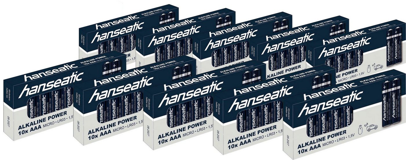 Hanseatic 100-Stück Alkaline Power, AAA Micro Batterie, LR03 (100 St) von Hanseatic