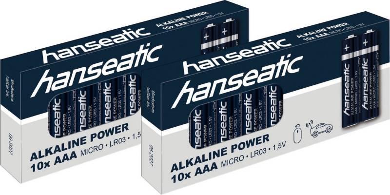 Hanseatic 20er Pack Alkaline Power, AAA Micro Batterie, LR03 (20 St), bis zu 5 Jahren Lagerfähigkeit von Hanseatic