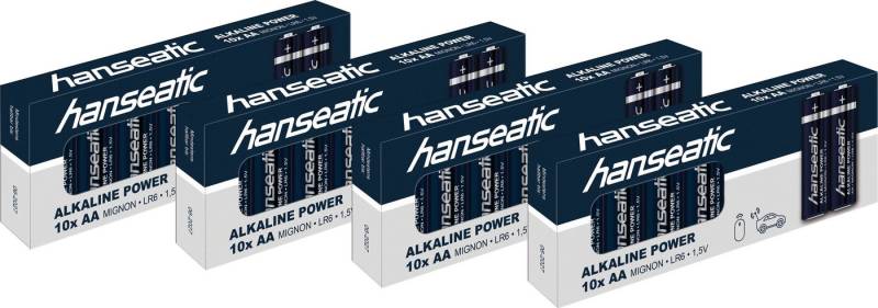 Hanseatic 40er Pack Alkaline Power, AA Mignon Batterie, LR06 (40 St), bis zu 5 Jahren Lagerfähigkeit von Hanseatic