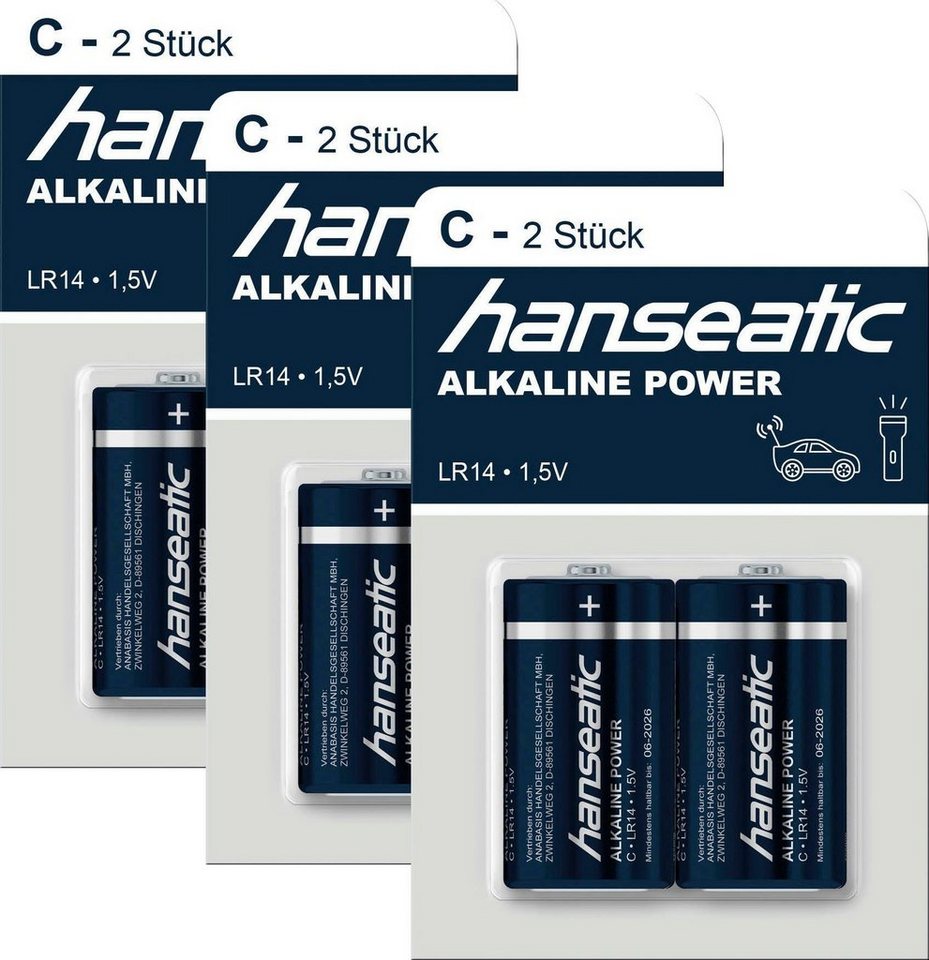 Hanseatic 6 Stück Baby C Batterien Alkaline LR14 Batterie, LR14 (1,5 V, 6 St) von Hanseatic