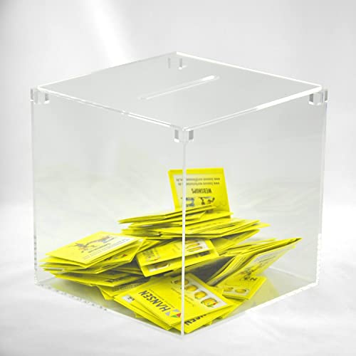 Hansen Losbox Acryl/Einwurfbox/Spendenbox/Sammelbox/Aktionsbox aus Acrylglas 200x200x200 mm von Hansen Werbetechnik