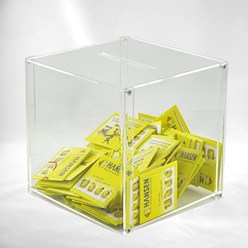 Hansen Losbox basic/Einwurfbox/Spendenbox/Sammelbox/Aktionsbox aus Acryl/Acrylglas 200x200x200 mm von Hansen Werbetechnik