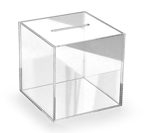 Hansen Losbox individuell/Einwurfbox/Spendenbox/Sammelbox/Aktionsbox aus Acryl/Acrylglas mit Doppelwand für Einschübe; 200x200x200 mm von Hansen Werbetechnik