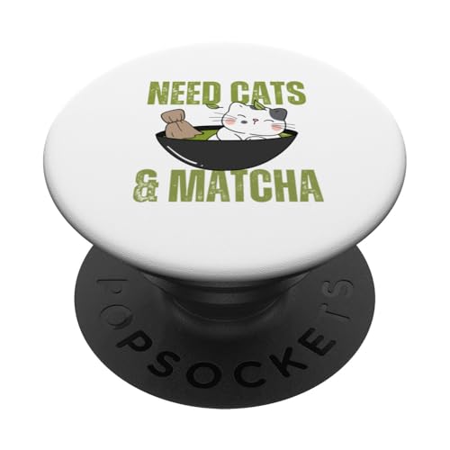 Need Cats & Matcha Design, Geschenkidee für Katzenliebhaber PopSockets Klebender PopGrip Need Cats & Matcha Design, Geschenkidee für Katzenliebhaber PopSockets Klebender PopGrip von HansenPrint