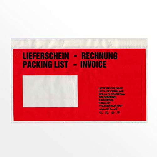 Lieferscheintaschen/Dokumententaschen Begleitpapiertaschen Rot DIN Lang (250) von Hansepack24