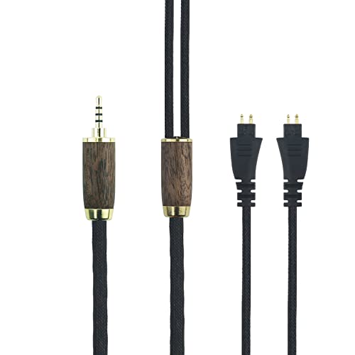 2,5 mm TRRS symmetrischer Stecker 6N OCC Kupfer versilbertes Kabel 2,5 mm symmetrisches Kabel, kompatibel mit Fostex TH-900 MKII, TH610, TH900 MK2 Premium-Kopfhörern, Walnussholzschale von HansnBy
