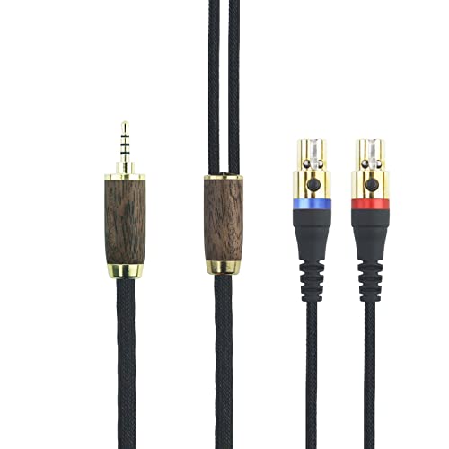 2,5 mm TRRS symmetrischer Stecker 6N OCC Kupfer versilbertes Kabel 2,5 mm symmetrisches Kabel kompatibel mit Audeze LCD-2, LCD-4, LCD-3, LCD-X, LCD-XC Kopfhörern, Walnussholz von HansnBy