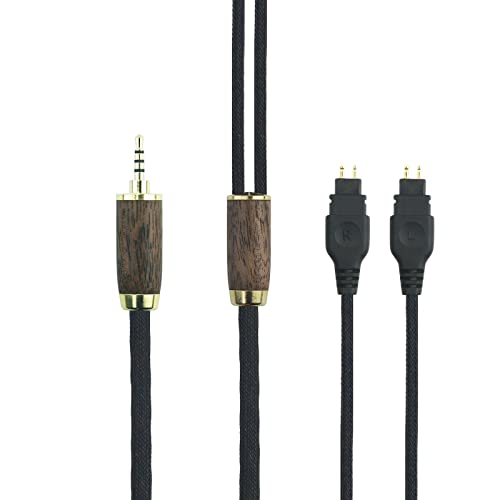 2,5-mm-TRS-symmetrischer Stecker 6N OCC Kupfer versilbertes Kabel 2,5 mm symmetrisches Kabel, kompatibel mit Sennheiser HD650, HD600, HD580, HD660S, HD58X, Massdrop HD6XX Kopfhörer, Walnussholz von HansnBy