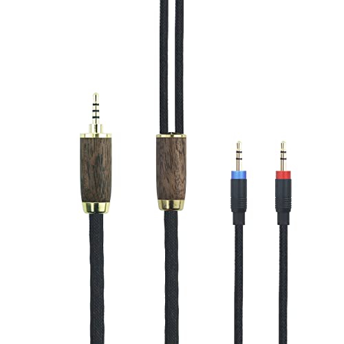 2,5 mm symmetrisches Kabel, 6N OCC Kupfer versilberte Schnur Walnussholz Hülle kompatibel mit Hifiman HE400S, HE-400i (Dual 2,5 mm Version) Kopfhörer (2 x 2,5 mm Version) von HansnBy