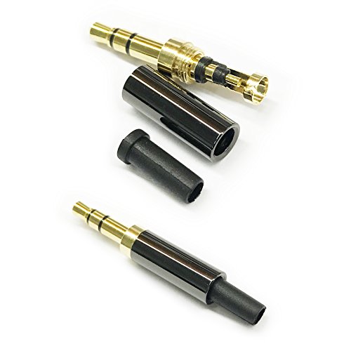 2Pcs Gold 3 Pole 3.5mm männlich Reparatur Kopfhörer Buchse Stecker Metall Audio Löten Headset Stecker Schwarz von HansnBy