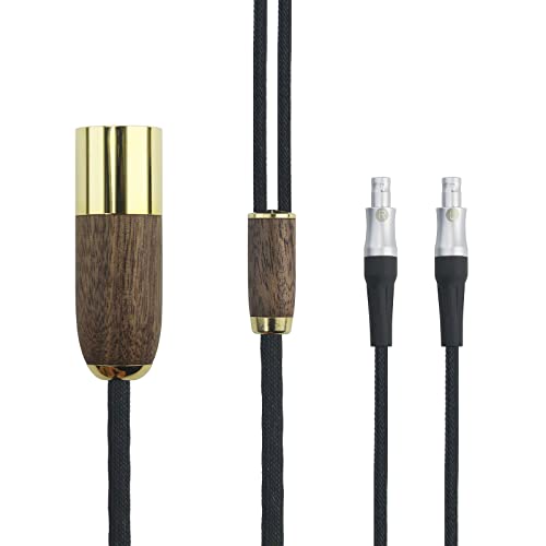 4-poliger XLR-symmetrischer Stecker 6N OCC Kupfer versilbertes Kabel 4-polig XLR symmetrisches Kabel kompatibel mit Sennheiser HD800, HD800S, HD820 Kopfhörern aus Walnussholz von HansnBy