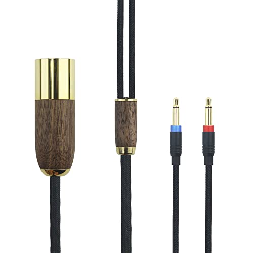 4-poliges XLR-Kabel, symmetrisches Kabel, 6N OCC Kupfer versilbertes Kabel, kompatibel mit Denon AH-D600,AH-D7200,AH-D7100,AH-D9200,AH-D5200, Meze 99 Classics, Focal Elear Kopfhörer, Walnussholzschale von HansnBy