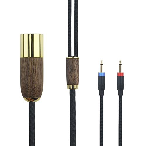 4-poliges XLR symmetrisches Kabel 6N OCC Kupfer versilbertes Kabel Walnussholzschale Kompatibel mit Monolith M1060, M1060C, M565, M565, für AudioQuest NightHawk Kopfhörer (2X 2.5mm Version) von HansnBy