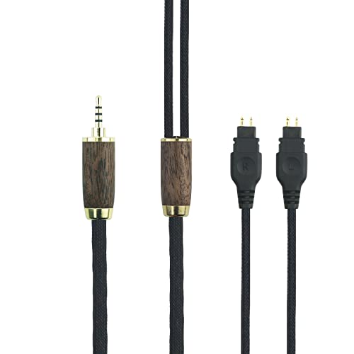 HansnBy 2,5 mm symmetrisches Kabel Ersatz-Audio-Upgrade-Kabel Kompatibel mit Sennheiser HD600, HD650, HD580, HD660S, HD58X, HD6XX Kopfhörer 6N OCC Kupfer versilbertes Kabel Walnuss Holzgehäuse 6.6ft von HansnBy