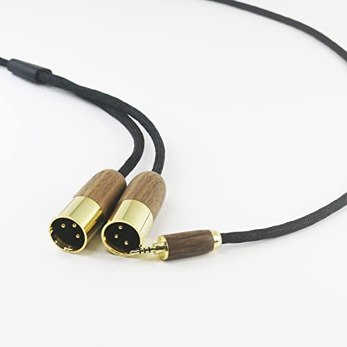 HansnBy 2.5mm TRRS Balanced Male auf 2 XLR Male Dual XLR Male Kopfhörer Audio Adapterkabel 2.5mm auf 2 XLR Balanced Kabel 6N OCC Copper Silver Plated Cord Walnut Wood Shell 1m/3.3ft/39inches von HansnBy