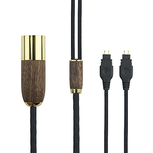 HansnBy 4-poliges XLR-Kabel, symmetrisch, 6 N, OCC, versilbertes Kupferkabel, kompatibel mit Sennheiser HD650, HD600, HD580, HD660S, HD58X, HD6XX, Walnussholzgehäuse, 3 m von HansnBy