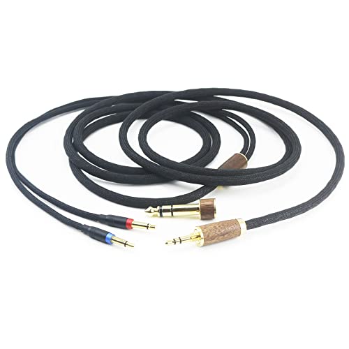 HansnBy Ersatz-Audio-Upgrade-Kabel 6N OCC Kupfer versilbertes Kabel Kompatibel mit Denon AH-D7200 AH-D7100 AH-D9200 AH-D5200, für Focal Elear Kopfhörer Walnussholzschale & 6.35mm Adapter 3m/10ft von HansnBy