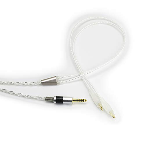 Symmetrisches Kabel, 4,4 mm, 6N OCC Kupfer, einzelnes Kristall, versilbert, 4,4 mm, symmetrisches Kabel, kompatibel mit Sennheiser HD650, HD600, HD580, HD660S, HD58X, Massdrop HD6XX Kopfhörern. von HansnBy