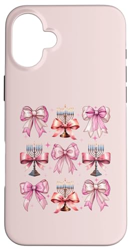 Kokette Schleife Chanukka Chanukah jüdische Kerze rosa Schleife Mama Hülle für iPhone 16 Plus von Hanukkah Coquette Aesthetic Girl Women Clothing