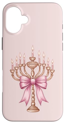 Kokette Schleife Chanukka Chanukah jüdische Kerze rosa Schleife Mama Hülle für iPhone 16 Plus von Hanukkah Coquette Aesthetic Girl Women Clothing