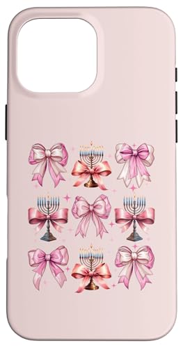 Kokette Schleife Chanukka Chanukah jüdische Kerze rosa Schleife Mama Hülle für iPhone 16 Pro Max von Hanukkah Coquette Aesthetic Girl Women Clothing
