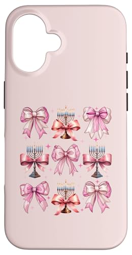 Kokette Schleife Chanukka Chanukah jüdische Kerze rosa Schleife Mama Hülle für iPhone 16 von Hanukkah Coquette Aesthetic Girl Women Clothing