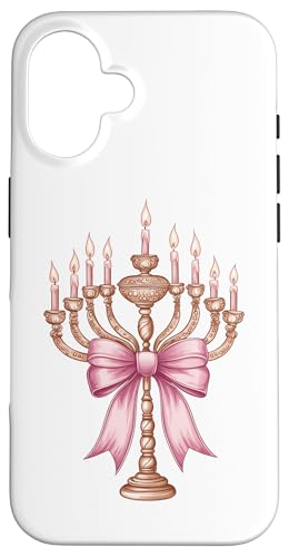 Kokette Schleife Chanukka Chanukah jüdische Kerze rosa Schleife Mama Hülle für iPhone 16 von Hanukkah Coquette Aesthetic Girl Women Clothing