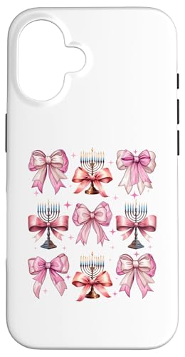 Kokette Schleife Chanukka Chanukah jüdische Kerze rosa Schleife Mama Hülle für iPhone 16 von Hanukkah Coquette Aesthetic Girl Women Clothing