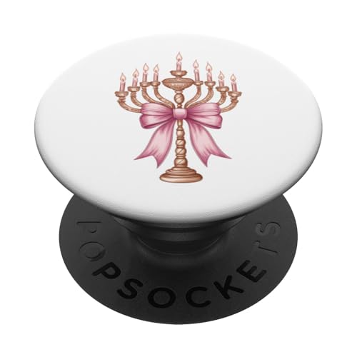 Kokette Schleife Chanukka Chanukah jüdische Kerze rosa Schleife Mama PopSockets Klebender PopGrip von Hanukkah Coquette Aesthetic Girl Women Clothing