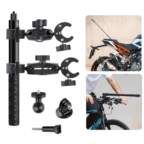 Hanured Motorrad Fahrrad ATV Lenker Action Kamera Halterung, Action Kamera Motorrad Mount für Insta360 X4 X3 X2 ONE RS R Ace, 360-Grad-Drehung, Double Clamp Hanured Motorrad Fahrrad ATV Lenker Action Kamera Halterung, Action Kamera Motorrad Mount für Insta360 X4 X3 X2 ONE RS R Ace, 360-Grad-Drehung, Double Clamp von Hanured