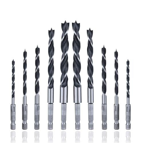 HaoTrade 10Stück Holzbearbeitung Dowel Bohren Set, HSS Spiralbohrer Set, 1/4"Sechskantschaft Metallbohrer, Holzbohrer Spiralbohrer Bohrersatz Bit, für Holzbearbeitung Dowel Bohren,4mm/5mm/6mm/8mm/10mm HaoTrade 10Stück Holzbearbeitung Dowel Bohren Set, HSS Spiralbohrer Set, 1/4"Sechskantschaft Metallbohrer, Holzbohrer Spiralbohrer Bohrersatz Bit, für Holzbearbeitung Dowel Bohren,4mm/5mm/6mm/8mm/10mm von HaoTrade