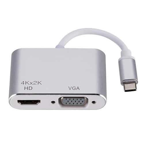 HaoYiShang USB-C auf HDMI VGA Adapter 4K, 2 in 1 Hub USB 3.1 Typ C auf VGA HDMI 1080P Video Converter Plug and Play Adapter mit Aluminiumgehäuse für MacBook ChromeBook Pixel, Sumsang S8 oder andere HaoYiShang USB-C auf HDMI VGA Adapter 4K, 2 in 1 Hub USB 3.1 Typ C auf VGA HDMI 1080P Video Converter Plug and Play Adapter mit Aluminiumgehäuse für MacBook ChromeBook Pixel, Sumsang S8 oder andere von HaoYiShang