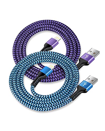 USB-A auf Lightning-Kabel, geflochtenes Nylon, langes iPhone-Ladekabel, Apple-geprüft, Schnellladekabel für iPhone 13 Pro Max, 13 Pro, 13, 13 Mini, 12, 11, 10, XR, XS, X, 8 Plus, 7, 6s, 2 Stück von Haoano