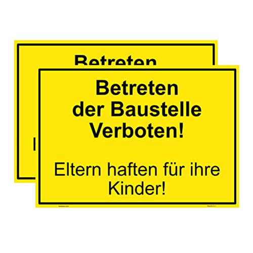 Haobase 2 Stück Betreten Der Baustelle Verboten Schild Aufkleber - Selbstklebendes Vinyl (25cm x 17,5cm) von Haobase