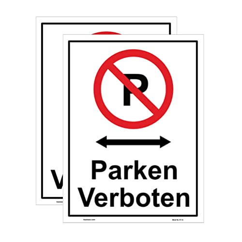 Haobase 2 Stück Parken Verboten Schild Aufkleber - Selbstklebendes Vinyl (20cm x 15cm) von Haobase