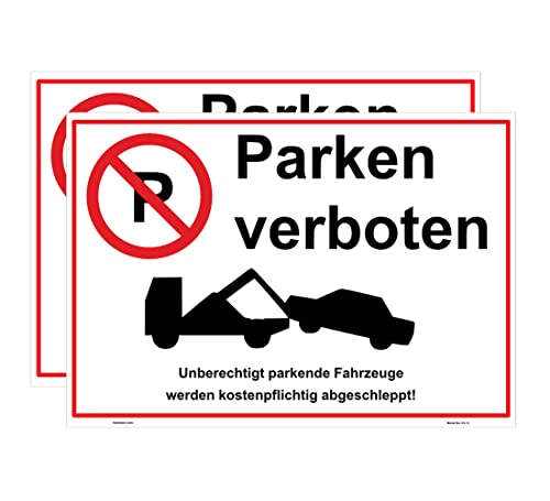 Haobase 2 Stück Parken Verboten Schild Aufkleber - Selbstklebendes Vinyl (25cm x 17,5cm) von Haobase