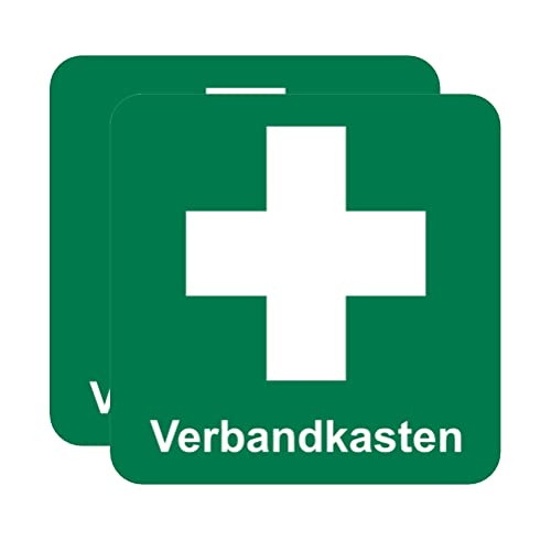 Haobase 2 Stück Verbandkasten Schild Aufkleber - Selbstklebendes Vinyl (15cm x 15cm) von Haobase