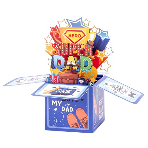 Haobase 3D SUPER DAD Karte – Mit Pokalen & bunten Sternen – Vatertagsgeschenk für Papa Haobase 3D SUPER DAD Karte – Mit Pokalen & bunten Sternen – Vatertagsgeschenk für Papa von Haobase