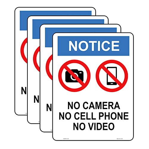 Haobase 4 Stück No Cameras, No Phone Sign Sticker – 20,3 x 15,2 cm – selbstklebendes Vinyl von Haobase