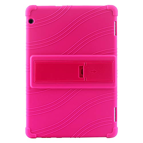 Haodasi Hülle für 10.1" Huawei MediaPad T5 AGS2-W09BHN/CHN 2018 Tablet - Ständer Silikon Gummi Schale Anti Rutsch Schutz Case Cover (Rose Rot) von Haodasi