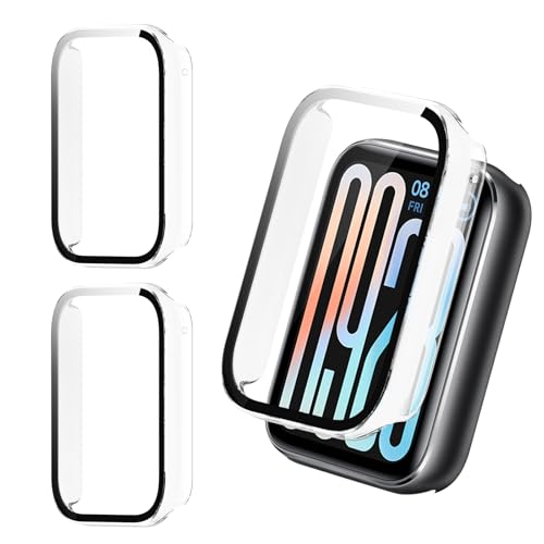 Haofun 2 Stück Hülle für Xiaomi Smart Band 9 PRO Schutzhülle mit Displayschutzfolie, Hard PC Ultra-dünne Anti-Fall Kratzfeste Schutz Case, Glas Displayschutz - Transparent von Haofun