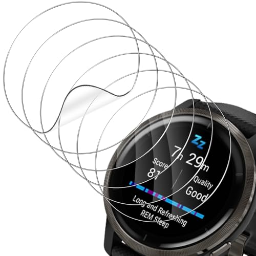 Haofun 6 Stück Displayschutz Schutzfolie für Garmin Venu 2S, Flexible TPU Folie, Kratzfest, Blasenfrei, Einfache Installation, Rubbelkarten zum Entfernen von Blasen (Transparent) von Haofun