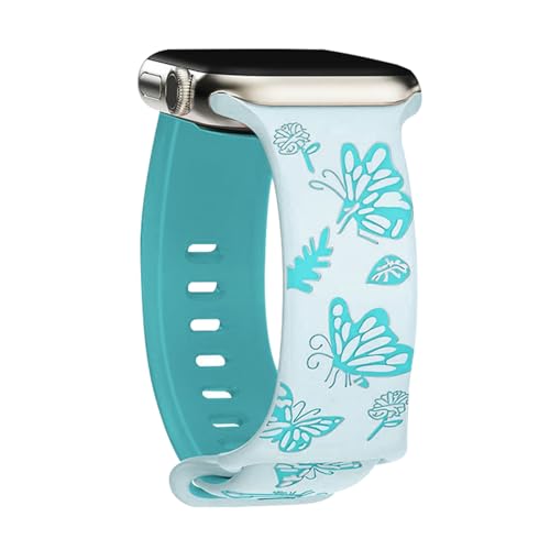 Haofun Armbänder für Apple Watch 42mm (Series 10) 41mm 40mm 38mm für Damen Herren, Mode Atmungsaktives Weiches Silikon ErsatzArmband für Apple Watch 10 9 SE 8 7 6 5 4 3 2 1 - Weiß Blau von Haofun