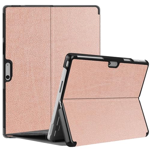 Haofun Hülle Kompatibel mit Microsoft Surface Pro 11/Pro 10/Pro 9, Stoßfeste Robuste Hartschalen Schutzhülle mit Multi-Winkel Ständer, Type Cover Kompatibel, Schlanke Schutzhülle, Roségold von Haofun