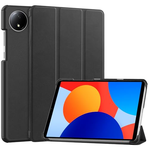 Haofun Hülle für Xiaomi Redmi Pad SE 8.7 Zoll 4G, Ultra Dünn PU, Schlanke und leichte Flip Case Klappbar, Rückseite Abdeckung Klappständer, Schlanke Schutzhülle mit Auto Schlaf/Aufwach, Schwarz von Haofun