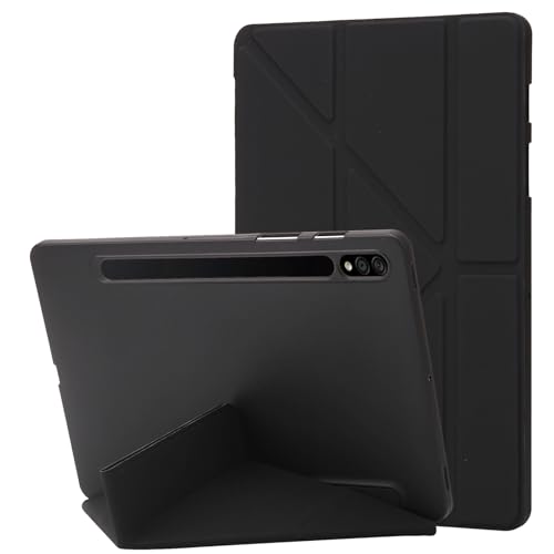 Haofun Hülle Kompatibel mit Samsung Galaxy Tab S10 FE/S9 FE, Mehrere Support-Modi, leichte Flip Case, Rückseite Aus Weichem TPU, Schlanke Schutzhülle mit Auto Schlaf/Aufwach, Schwarz von Haofun